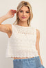 Sleeveless Crochet Button Down Back Top - Final Sale