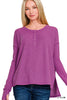Waffle Thumb Hole Cuffs Henley Tee (6 COLORS) | ZENANA *LA LIVE PREORDER**