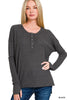 Waffle Thumb Hole Cuffs Henley Tee (6 COLORS) | ZENANA *LA LIVE PREORDER**
