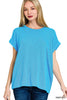 Hacci Slub Rolled Up Sleeve Top - DEAL