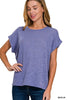 Hacci Slub Rolled Up Sleeve Top - DEAL