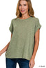 Hacci Slub Rolled Up Sleeve Top - DEAL