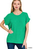 Hacci Slub Rolled Up Sleeve Top - DEAL