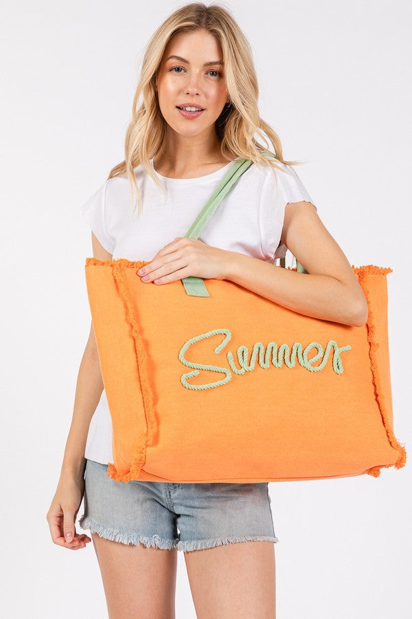 "Summer" Fringe Tote Bag