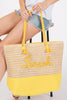 Sewn Rope "BEACH" Color Straw Tote Bag