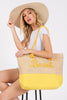 Sewn Rope "BEACH" Color Straw Tote Bag