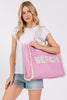 Embroidered Beach Letter Fringe Tote Bag