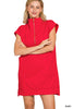 Textured Knit Jacquard Quarter Zipper Mini Dress (4 COLORS) | ZENANA *LA LIVE PREORDER