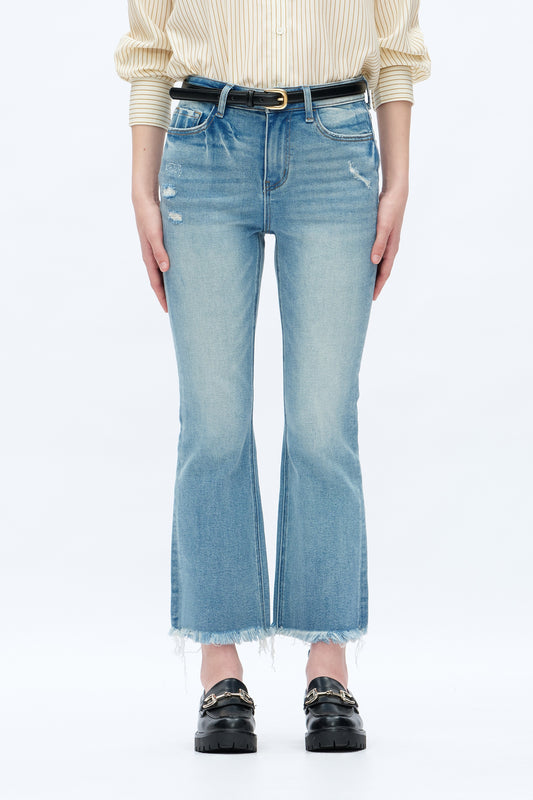 High Rise Destroyed Straight Leg Denim Jean - DEAL