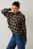 Side Hem Ruching Button Up Plaid Flannel Shirt | GILLI *30A SEPT PREORDER