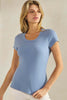 Cotton Rib U-neck Short Sleeve T-shirt