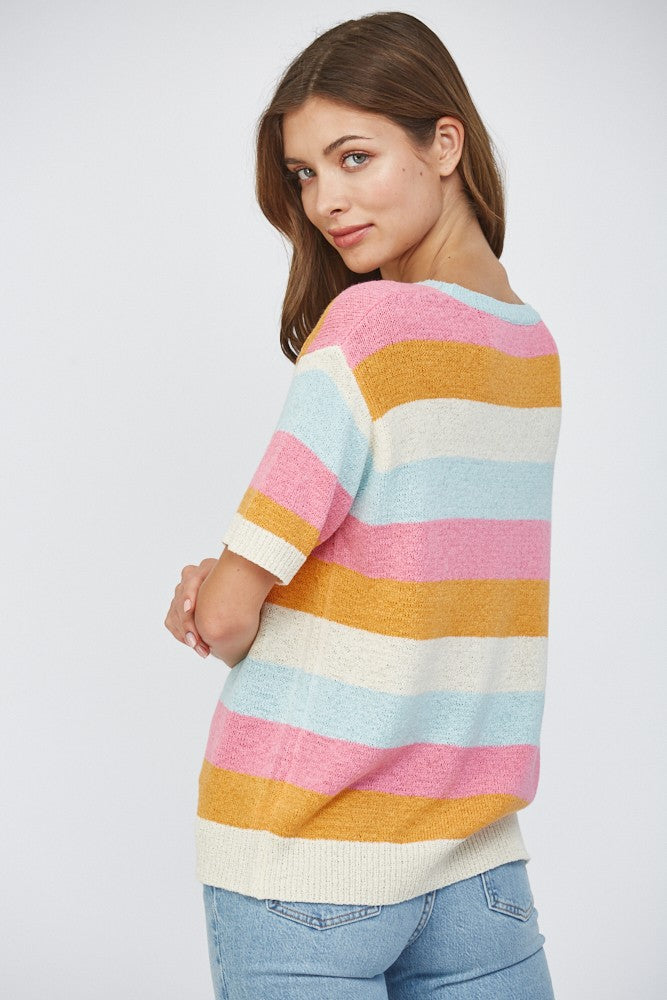 Stripe MultiColor Lightweight Sweater - Final Sale
