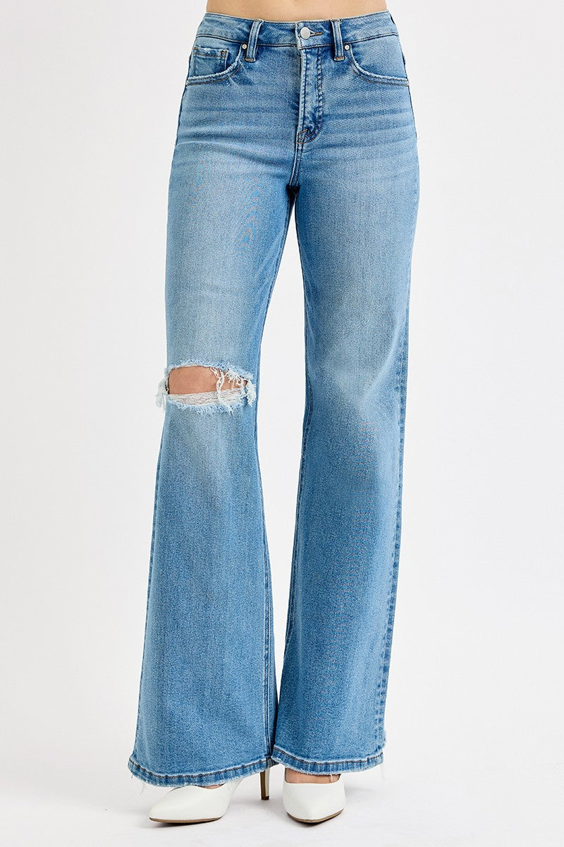 Tummy Control High Rise Wide Leg Denim Jean | RISEN