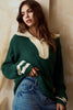 Relaxed Fit Game Day Color Half Zip Knit Sweater (2 COLORS) | LOVLOV *LA LIVE PREORDER