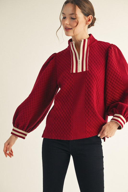 Front Zip Up Textured Top | JODIFL *NASHVILLE LIVE PREORDER