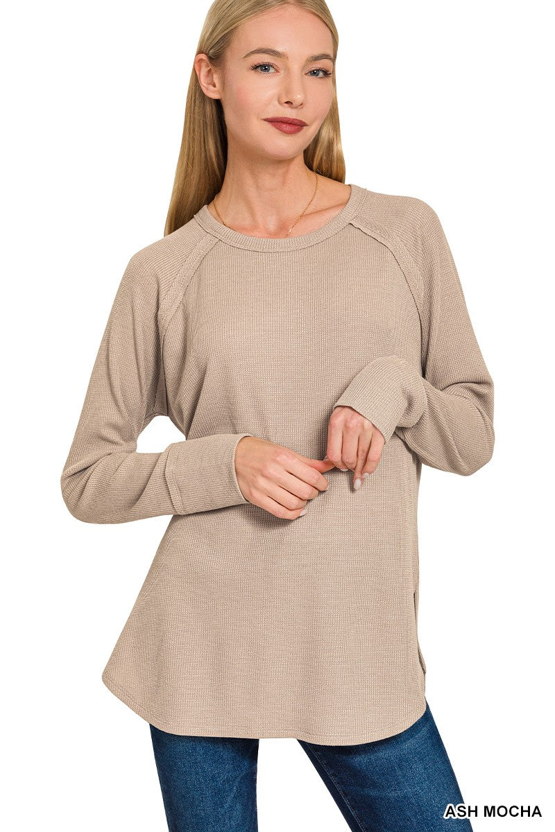 The Presley Baby Waffle Long Sleeve Top | Zenana (6 COLOR) *DEAL*