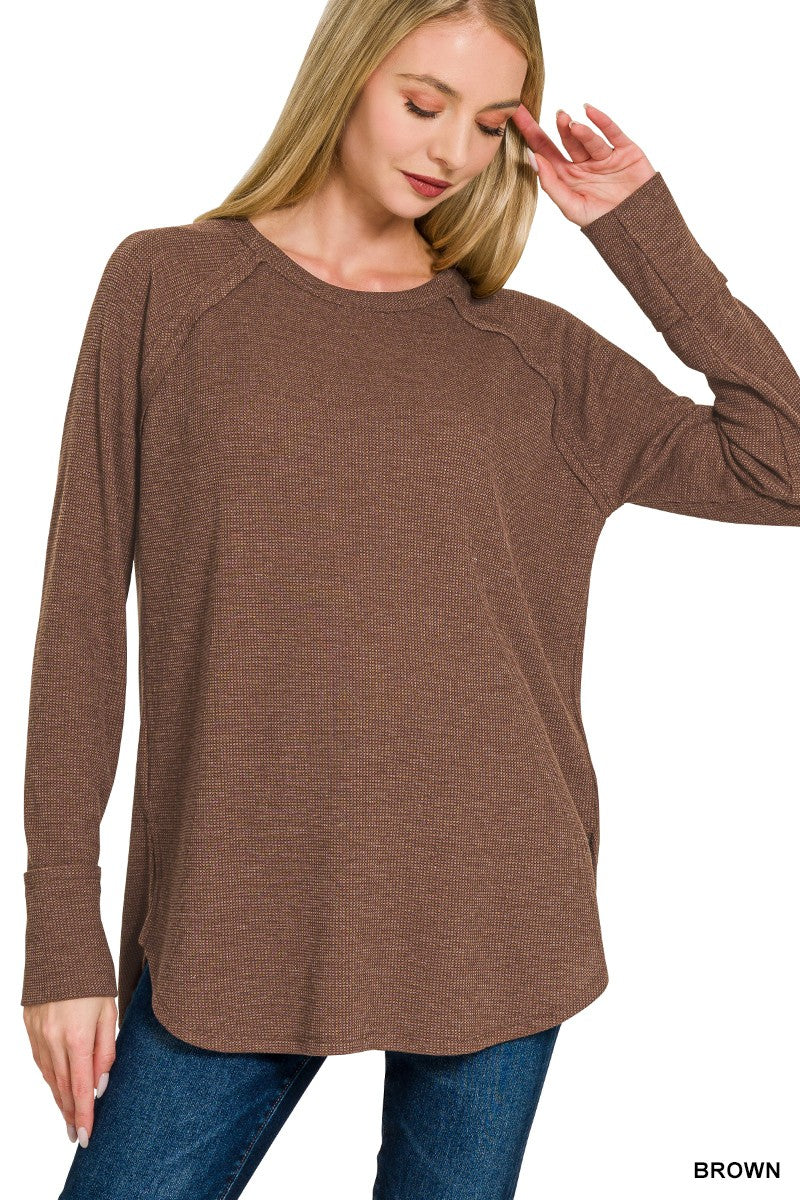 The Presley Baby Waffle Long Sleeve Top | Zenana (6 COLOR) *DEAL*