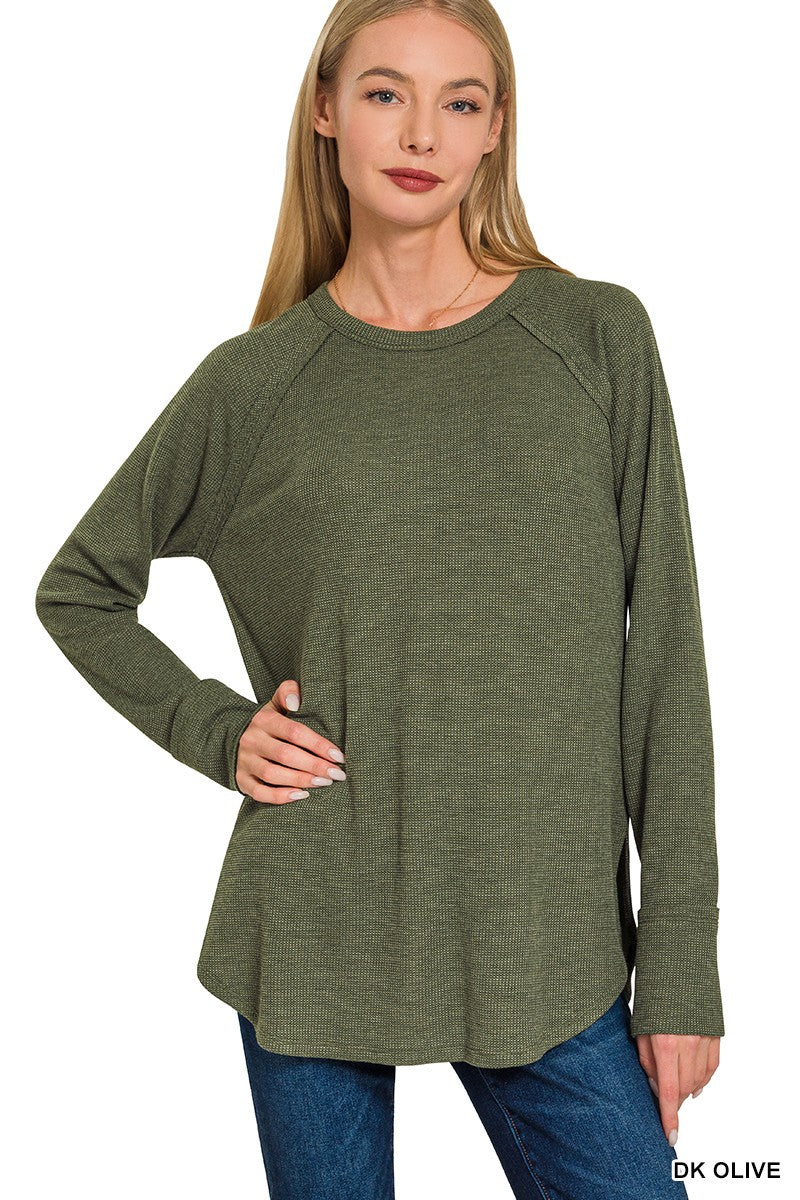 The Presley Baby Waffle Long Sleeve Top | Zenana (6 COLOR) *DEAL*