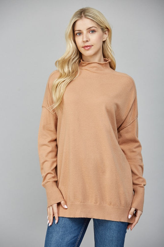Rolled Raw Edge High-neck Sweater | FATE *30A SEPT PREORDER