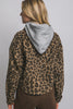 Brown Leopard Print Shacket W/removable Hood