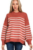 The Tessa Exposed Seam Striped Oversized Sweater | Zenana (8 COLORS) *DEAL*