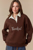 Thankful Embroidery Detail Fleece Sweatshirt | PEACH LOVE
