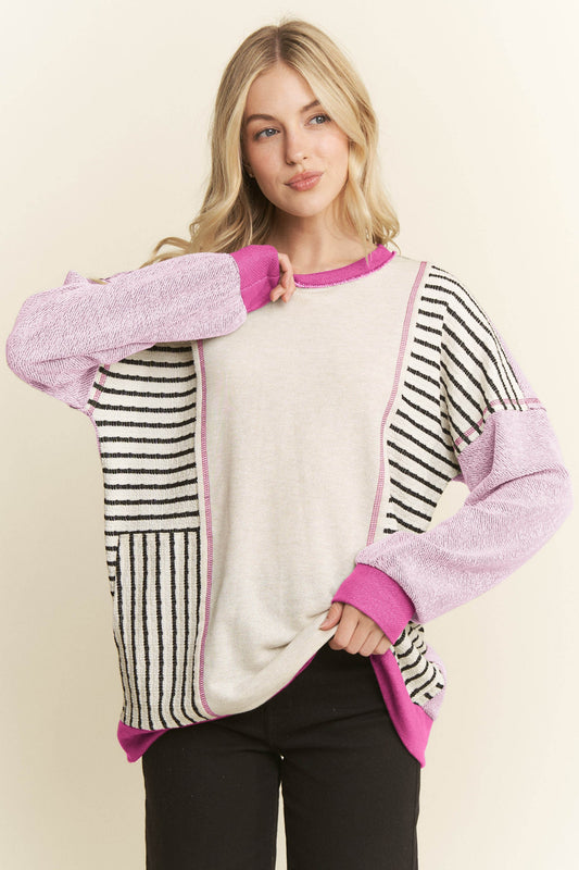 Rosenberry Long Sleeve Stripe Color Black Top | HEIMISH *NASHVILLE LIVE PREORDER