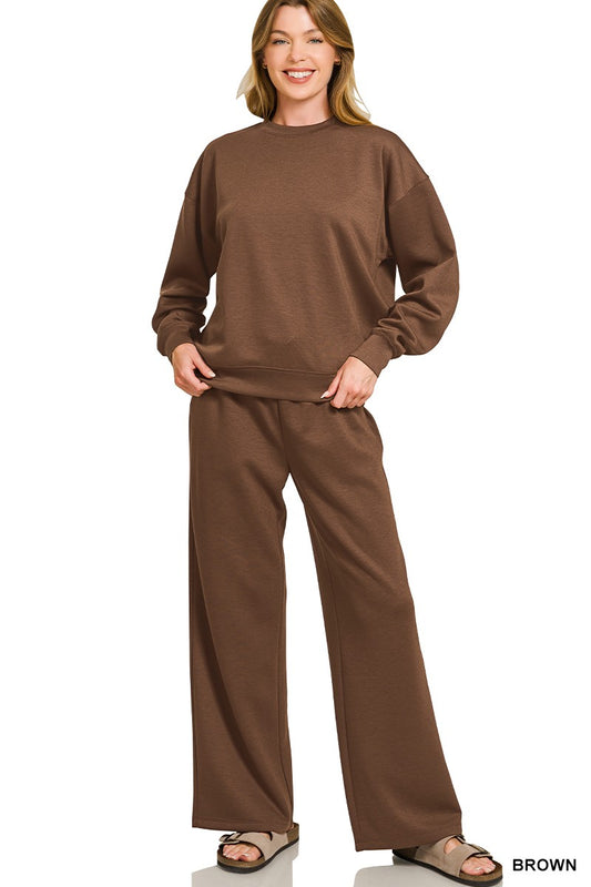 Scuba Crewneck Pullover & Pants Set (5 COLORS) | ZENANA *LA LIVE PREORDER