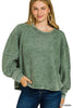 Acid Washed Double Ribbed Exposed-seam Pullover (4 COLORS) | ZENANA *LA LIVE PREORDER