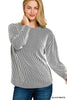 Raised Rib Round Neck Long Sleeve Top (5 COLORS) | ZENANA *LA LIVE PREORDER