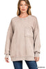 Halo Washed French Terry Exposed-seam Sweatshirt (6 COLORS) | ZENANA *LA LIVE PREORDER