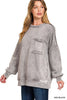 Halo Washed French Terry Exposed-seam Sweatshirt (6 COLORS) | ZENANA *LA LIVE PREORDER