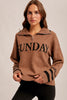 Half Zip Up Sunday Lettering Sweater | HEM & THREAD *LA LIVE PREORDER 36% OFF
