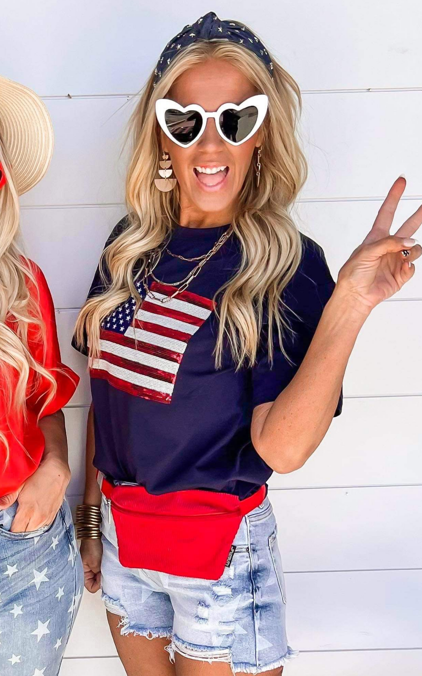 American Flag Sequin Top