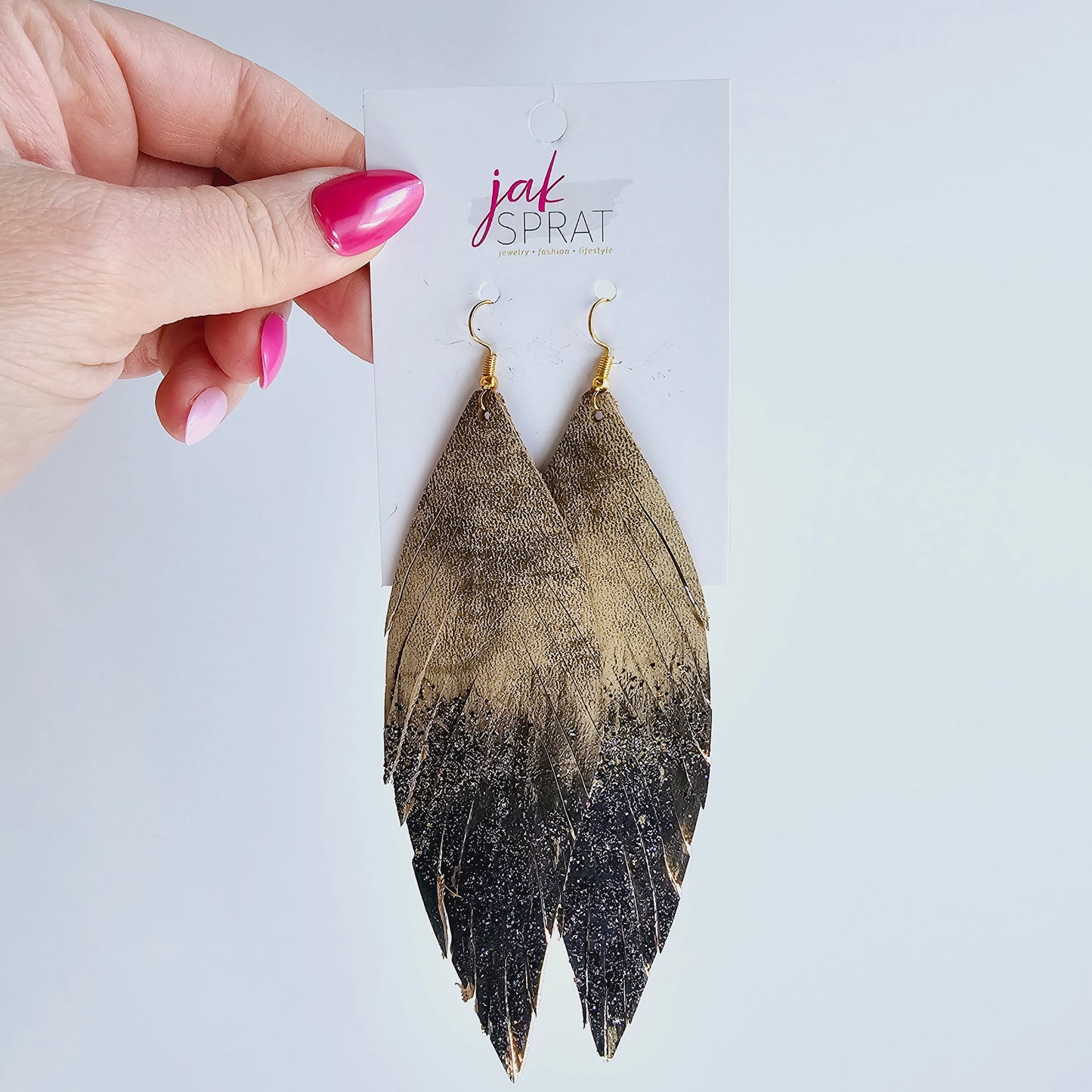 5inch Hand Painted Leather Feather Shoulder Dusters | JAK SPRAT