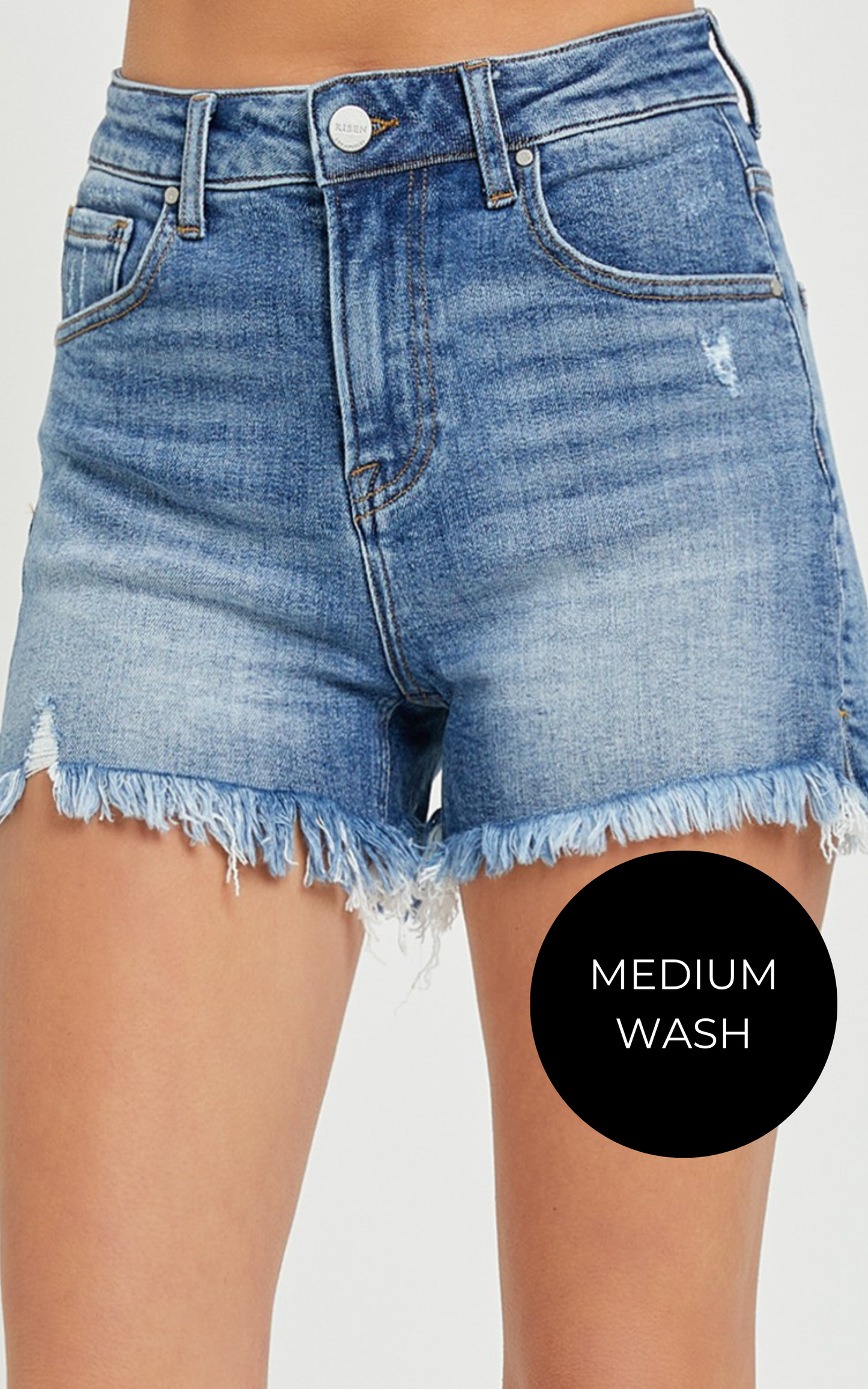 High Rise Tummy Control Side Slit Denim Shorts | RISEN **30A JANUARY PREORDER