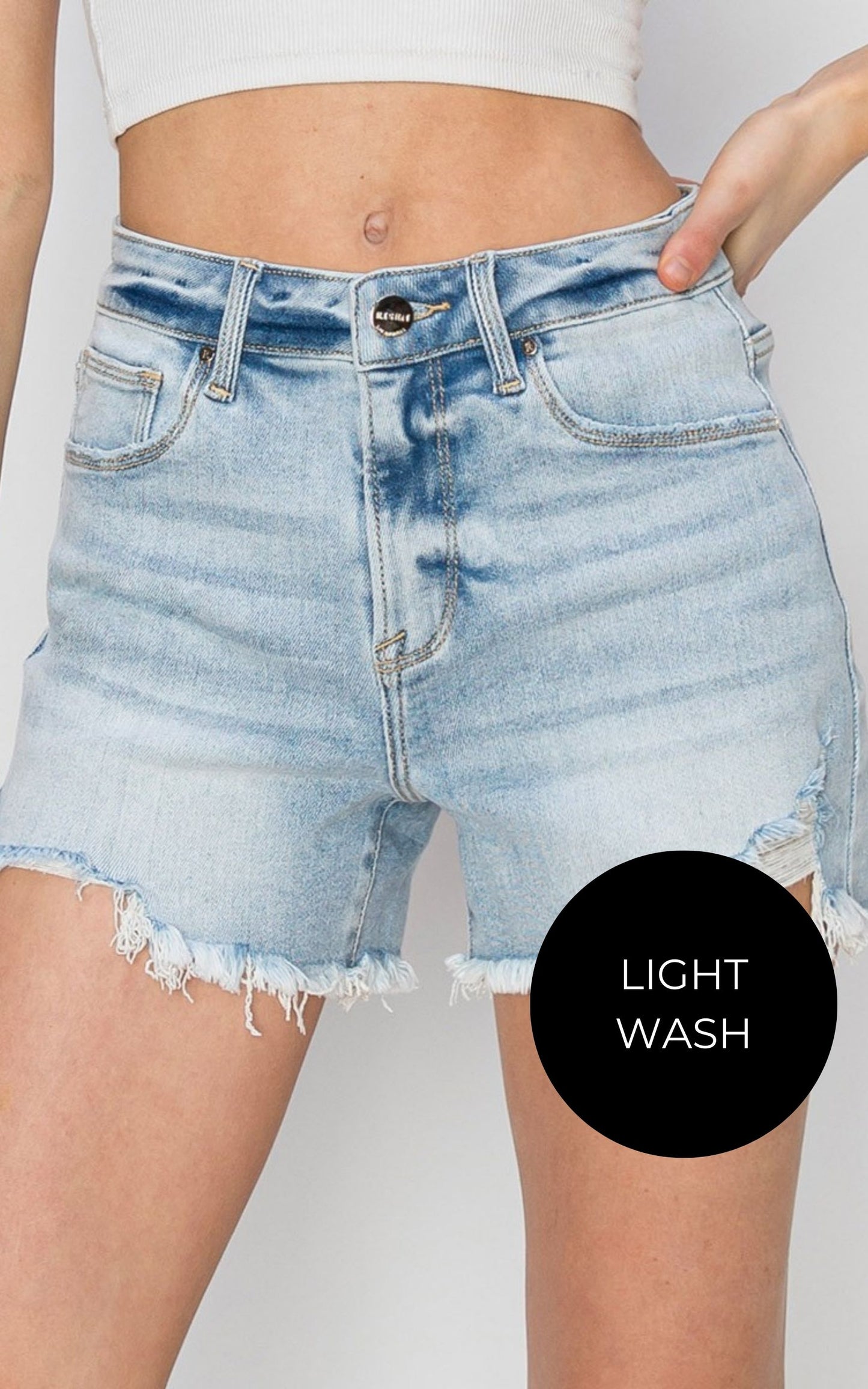 High Rise Distressed Shorts | RISEN **30A JANUARY PREORDER