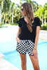 PREORDER-Checkerboard Checkered Drawstring Everyday Shorts| JESS LEA *30A JANUARY PREORDER