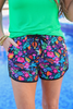 PREORDER-Fiesta Time Floral Drawstring Everyday Shorts, Black  | JESS LEA *30A JANUARY PREORDER