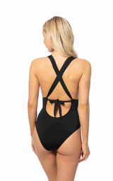 Solid V Plunge One Piece Swimsuit
