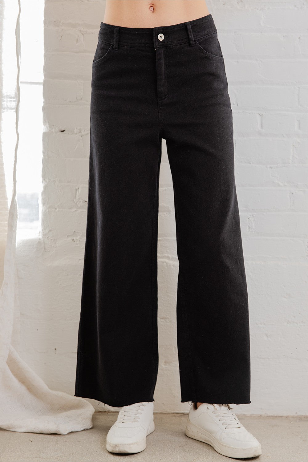 Cotton Twill Wide Leg Ankle Pant | RAE MODE