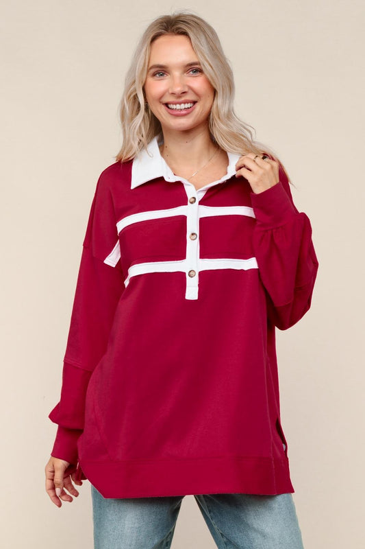 Collared Solid Loose Fit Pullover Knit Top | HAPTICS *NASHVILLE LIVE PREORDER