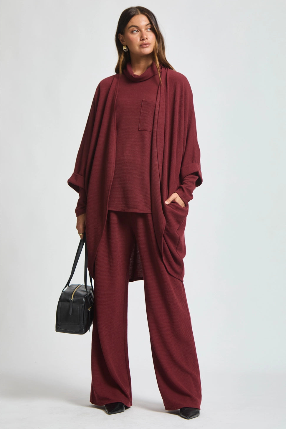 3-Piece Cozy Lounge & Travel Set - Wine - Final Sale