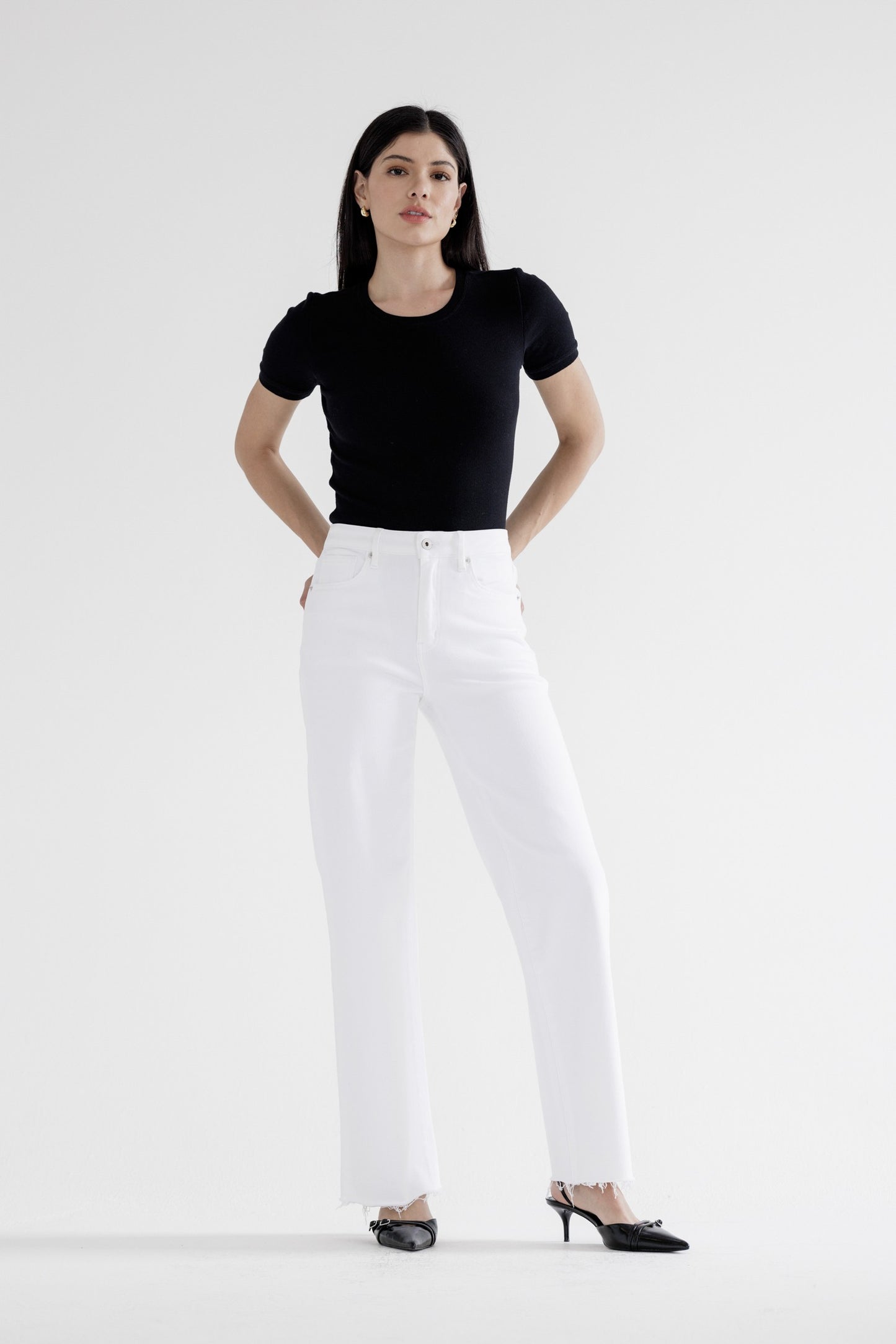 MICA | Alabaster High Rise Wide Leg w/ Raw Hem Denim Jeans