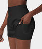 Halara Super High Waisted Back Pocket & Side Hidden Pocket 2-in-1 Yoga Shorts 2.5"**