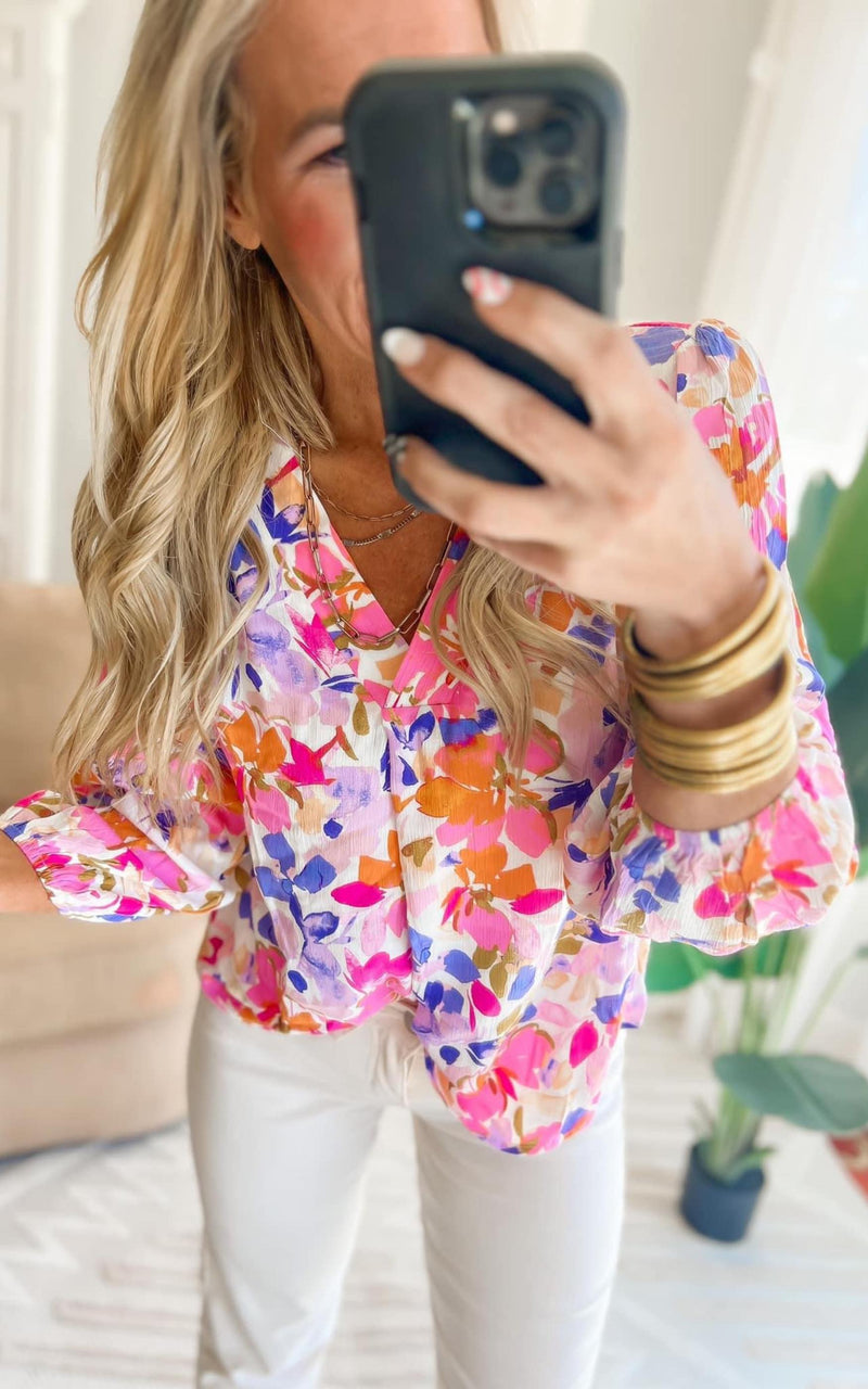 Songs of Spring Floral V-Neck Top*