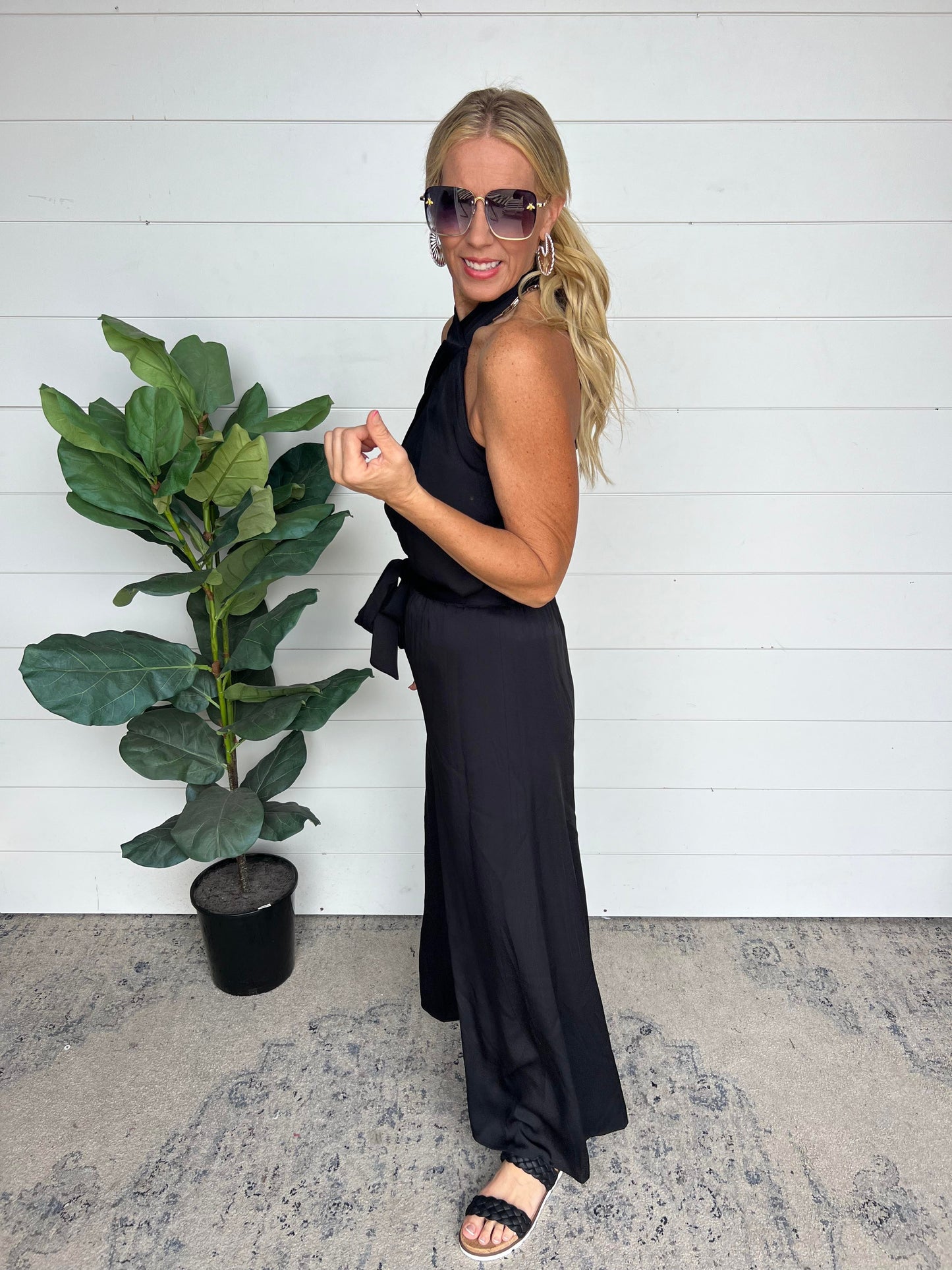 The Maddi X Silky Wide Leg Pants Black