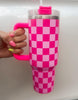 BHB Exclusive: 40 Oz Pink Checkered Tumbler