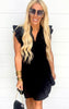 UMGEE Tiered Dress w/ Ruffle Sleeve - Black | FINAL SALE