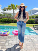 Ice Dark Blue Super High Distressed Denim Jeans | MICA - Final Sale